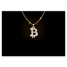 Поздравительная открытка с принтом Бриллиантовый биткоин в Тюмени, 100% бумага | плотность бумаги 280 г/м2, матовая, на обратной стороне линовка и место для марки
 | Тематика изображения на принте: bitcoin | black | chain | color | diamond | emblem | gold | golden | hip hop | logo | luxury | money | style | symbol | алмаз | блеск | блестящий | бриллиант | валюта | деньги | знак | золото | золотой | криптовалюта | кулон | логотип | люкс | роскошь | с