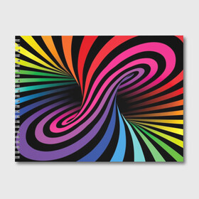 Альбом для рисования с принтом Метаморфозы в Тюмени, 100% бумага
 | матовая бумага, плотность 200 мг. | abstraction | black | blue | color | green | hypnosis | illusion | orange | p | rainbow | red | tunnel | yellow | абстракция | галлюцинации | гипноз | желтый | зеленый | иллюзия | красный | оранжевый | полосы | психоделика | радуга | разноцветны