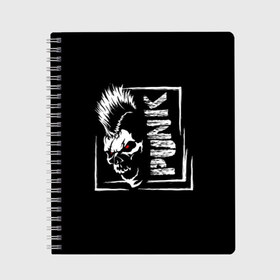 Тетрадь с принтом Punk в Тюмени, 100% бумага | 48 листов, плотность листов — 60 г/м2, плотность картонной обложки — 250 г/м2. Листы скреплены сбоку удобной пружинной спиралью. Уголки страниц и обложки скругленные. Цвет линий — светло-серый
 | anarchy | anger | black | emblem | hair | hairstyle | horror | illustration | look | mohawk | punk | red | scar | scary | skull | terrible | white | анархия | белый | взгляд | волосы | злость | иллюстрация | ирокез | красный | панк | прическа | страшный |