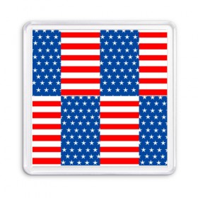 Магнит 55*55 с принтом США в Тюмени, Пластик | Размер: 65*65 мм; Размер печати: 55*55 мм | Тематика изображения на принте: flag | stars | usa | usa flag | америка | американский флаг | звезды | надписи | полосы | сша | флаг | флаг сша
