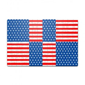 Пазл магнитный 126 элементов с принтом США в Тюмени, полимерный материал с магнитным слоем | 126 деталей, размер изделия —  180*270 мм | Тематика изображения на принте: flag | stars | usa | usa flag | америка | американский флаг | звезды | надписи | полосы | сша | флаг | флаг сша