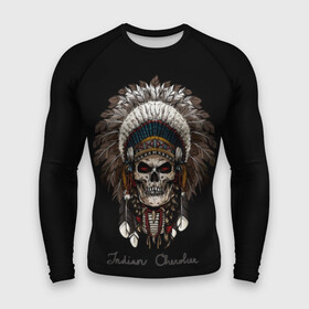 Мужской рашгард 3D с принтом Череп с роучем в Тюмени,  |  | cherokee | culture | ethnic | feathers | indian | national | navajo | roach | skeleton | skull | traditional | индеец | культура | навахо | национальный | перья | роуч | скелет | традиционный | череп | чероки | этнический