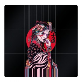 Магнитный плакат 3Х3 с принтом Гейша в Тюмени, Полимерный материал с магнитным слоем | 9 деталей размером 9*9 см | beauty | black | bright | character | cool | decorations | flowers | geisha | girl | hairstyle | japan | kimon | lines | red | stripes | woman | young | девушка | женщина | иероглиф | кимоно | красный | красотка | круто | линии | молодая | полосы 