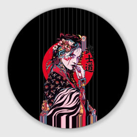 Коврик для мышки круглый с принтом Гейша в Тюмени, резина и полиэстер | круглая форма, изображение наносится на всю лицевую часть | beauty | black | bright | character | cool | decorations | flowers | geisha | girl | hairstyle | japan | kimon | lines | red | stripes | woman | young | девушка | женщина | иероглиф | кимоно | красный | красотка | круто | линии | молодая | полосы 