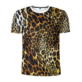 Мужская футболка 3D спортивная с принтом Шкура леопарда в Тюмени, 100% полиэстер с улучшенными характеристиками | приталенный силуэт, круглая горловина, широкие плечи, сужается к линии бедра | animal | cheeky | dangerous | leopard | nature | pattern | predator | skin | spots | wild | дерзкий | дикий | животное | леопард | опасный | природа | пятна | узор | хищник