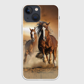 Чехол для iPhone 13 mini с принтом Бегущие лошади в Тюмени,  |  | animal | color | dust | hooves | horse | mane | mustang | muzzle | nature | sky | speed | грива | животное | конь | копыта | лошадь | мустанг | небо | окрас | природа | пыль | скакун | скорость