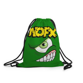 Рюкзак-мешок 3D с принтом NOFX в Тюмени, 100% полиэстер | плотность ткани — 200 г/м2, размер — 35 х 45 см; лямки — толстые шнурки, застежка на шнуровке, без карманов и подкладки | hardcore | nofx | punk | группы | музыка | панк | панк рок | рок | ска панк | скейт панк