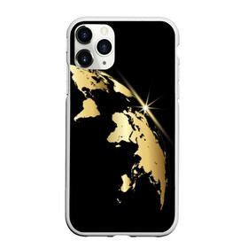Чехол для iPhone 11 Pro Max матовый с принтом Золотая планета в Тюмени, Силикон |  | Тематика изображения на принте: black | continent | earth | gold | map | planet | radiance | ray | world | земля | золото | карта | континент | луч | материк | мир | планета | сияние | черный
