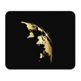 Коврик для мышки прямоугольный с принтом Золотая планета в Тюмени, натуральный каучук | размер 230 х 185 мм; запечатка лицевой стороны | black | continent | earth | gold | map | planet | radiance | ray | world | земля | золото | карта | континент | луч | материк | мир | планета | сияние | черный