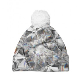 Шапка 3D c помпоном с принтом Бриллиантовый блеск в Тюмени, 100% полиэстер | универсальный размер, печать по всей поверхности изделия | cut | diamond | gem | glitter | jewel | kaleidoscope | luxury | shine | sparkle | white | алмаз | белый | блеск | бриллиант | диамант | драгоценность | драгоценный камень | калейдоскоп | люкс | огранка | роскошь | сверкать | сияние