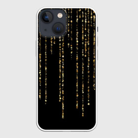 Чехол для iPhone 13 mini с принтом Золотой глиттер в Тюмени,  |  | black | christmas | confetti | decoration | garland | glitter | gold | holiday | lines | new year | rain | shimmer | shining | sparkle | блеск | блёстки | гирлянда | глиттер | дождь | золото | конфетти | линии | мерцание | новый год | праздник | рождество