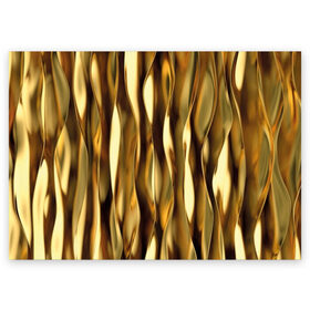 Поздравительная открытка с принтом Золотые волны в Тюмени, 100% бумага | плотность бумаги 280 г/м2, матовая, на обратной стороне линовка и место для марки
 | abstraction | cool | glitter | gold | lines | luxury | metal | ribbons | shine | texture | абстракция | блеск | волны | золото | круто | ленты | линии | металл | прикольно | роскошь | сиять | текстура