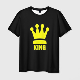 Мужская футболка 3D с принтом King в Тюмени, 100% полиэфир | прямой крой, круглый вырез горловины, длина до линии бедер | king | король | корона | прикол | шахматы