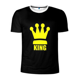 Мужская футболка 3D спортивная с принтом King в Тюмени, 100% полиэстер с улучшенными характеристиками | приталенный силуэт, круглая горловина, широкие плечи, сужается к линии бедра | Тематика изображения на принте: king | король | корона | прикол | шахматы