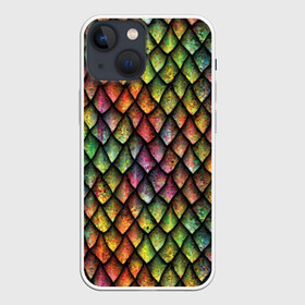 Чехол для iPhone 13 mini с принтом Чешуя дракона в Тюмени,  |  | blue | bright | colorful | cool | dragon | green | iridescent | orange | pink | purple | rainbow | red | skin | snake | брызги | волшебный | дракон | зеленый | змея | кожа | красный | красочный | оранжевый | прикольный | радуга | радужный