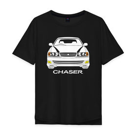 Мужская футболка хлопок Oversize с принтом Toyota Chaser 100 (сток) в Тюмени, 100% хлопок | свободный крой, круглый ворот, “спинка” длиннее передней части | Тематика изображения на принте: 