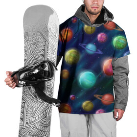 Накидка на куртку 3D с принтом Планеты в Тюмени, 100% полиэстер |  | nasa | вселенная | галактика | звезды | космос | наса | планеты | сияние | скафандр