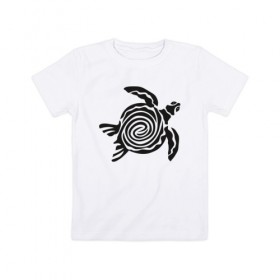 Детская футболка хлопок с принтом Черепаха чёрная. в Тюмени, 100% хлопок | круглый вырез горловины, полуприлегающий силуэт, длина до линии бедер | 