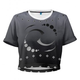 Женская футболка Cropp-top с принтом Чёрно-белые сны в Тюмени, 100% полиэстер | круглая горловина, длина футболки до линии талии, рукава с отворотами | 