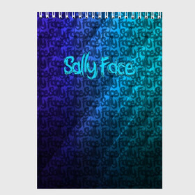 Скетчбук с принтом Sally Face (Pattern) в Тюмени, 100% бумага
 | 48 листов, плотность листов — 100 г/м2, плотность картонной обложки — 250 г/м2. Листы скреплены сверху удобной пружинной спиралью | Тематика изображения на принте: 2019 | 3d | pattern | sally face | tekstura | абстракция | градиент | игра | лого | логотип | надпись | паттерн | стиль | текстура