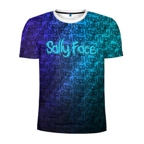 Мужская футболка 3D спортивная с принтом Sally Face (Pattern). в Тюмени, 100% полиэстер с улучшенными характеристиками | приталенный силуэт, круглая горловина, широкие плечи, сужается к линии бедра | Тематика изображения на принте: 2019 | 3d | pattern | sally face | tekstura | абстракция | градиент | игра | лого | логотип | надпись | паттерн | стиль | текстура