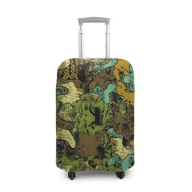 Чехол для чемодана 3D с принтом Камуфляж в Тюмени, 86% полиэфир, 14% спандекс | двустороннее нанесение принта, прорези для ручек и колес | abstraction | army | art | background | blue | camouflage | clothing | color | green | marsh | pattern | snake | stencil | uniform | абстракция | армия | арт | болотный | зеленый | змея | камуфляж | одежда | трафарет | узор | униформа | фон | цв