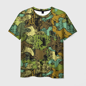 Мужская футболка 3D с принтом Камуфляж в Тюмени, 100% полиэфир | прямой крой, круглый вырез горловины, длина до линии бедер | abstraction | army | art | background | blue | camouflage | clothing | color | green | marsh | pattern | snake | stencil | uniform | абстракция | армия | арт | болотный | зеленый | змея | камуфляж | одежда | трафарет | узор | униформа | фон | цв