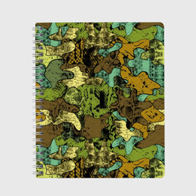Тетрадь с принтом Камуфляж в Тюмени, 100% бумага | 48 листов, плотность листов — 60 г/м2, плотность картонной обложки — 250 г/м2. Листы скреплены сбоку удобной пружинной спиралью. Уголки страниц и обложки скругленные. Цвет линий — светло-серый
 | Тематика изображения на принте: abstraction | army | art | background | blue | camouflage | clothing | color | green | marsh | pattern | snake | stencil | uniform | абстракция | армия | арт | болотный | зеленый | змея | камуфляж | одежда | трафарет | узор | униформа | фон | цв