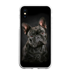 Чехол для iPhone XS Max матовый с принтом Французский бульдог в Тюмени, Силикон | Область печати: задняя сторона чехла, без боковых панелей | animal | background | beast | black | breed | bulldog | cool | cute | dog | ears | french | jaw | look | muzzle | portrait | wool | бульдог | взгляд | животное | зверь | милый | пёс | порода | портрет | прикольно | псина | собака | уши | фон | фра