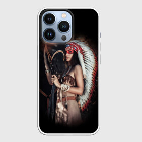 Чехол для iPhone 13 Pro с принтом Девушка с лошадью в Тюмени,  |  | american | animal | black | body | color | costume | ethnic | girl | horse | indian | national | nature | race | red | totem | white | woma | белый | девушка | женщина | животное | индейский | индейцы | костюм | краснокожий | красный | лошадь | молодость 