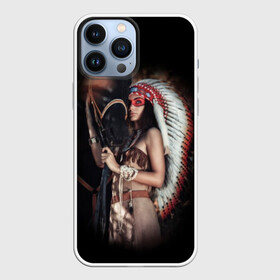 Чехол для iPhone 13 Pro Max с принтом Девушка с лошадью в Тюмени,  |  | american | animal | black | body | color | costume | ethnic | girl | horse | indian | national | nature | race | red | totem | white | woma | белый | девушка | женщина | животное | индейский | индейцы | костюм | краснокожий | красный | лошадь | молодость 