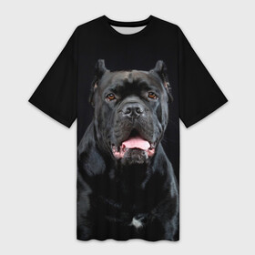 Платье-футболка 3D с принтом Черный кан   корсо в Тюмени,  |  | animal | background | beast | black | breed | can   corso | cool | cute | dog | ears | fangs | jaw | look | muzzle | portrait | tongue | wool | взгляд | животное | зверь | кан   корсо | клыки | милый | пёс | порода | портрет | прикольно | псина | 