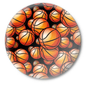 Значок с принтом Баскетбольные мячи в Тюмени,  металл | круглая форма, металлическая застежка в виде булавки | activity | ball | basketball | black | brightness | brown | circle | color | game | illustration | orange | sport | victory | yellow | активность | апельсиновый | баскетбол | желтый | игра | иллюстрация | коричневый | круг | мяч | оранжевый | победа | спо