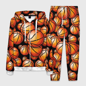 Мужской костюм 3D с принтом Баскетбольные мячи в Тюмени, 100% полиэстер | Манжеты и пояс оформлены тканевой резинкой, двухслойный капюшон со шнурком для регулировки, карманы спереди | activity | ball | basketball | black | brightness | brown | circle | color | game | illustration | orange | sport | victory | yellow | активность | апельсиновый | баскетбол | желтый | игра | иллюстрация | коричневый | круг | мяч | оранжевый | победа | спо