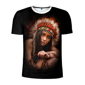 Мужская футболка 3D спортивная с принтом Индейская девушка в Тюмени, 100% полиэстер с улучшенными характеристиками | приталенный силуэт, круглая горловина, широкие плечи, сужается к линии бедра | american | beauty | body | costume | dark | ethnic | face | girl | hair | look | national | nature | race | shaman | взгляд | волосы | девушка | женщина | индейский | индейцы | кор | костюм | краснокожий | красный | красота | лицо | ловец снов | макияж | 