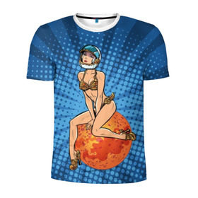 Мужская футболка 3D спортивная с принтом Пин - ап девушка ретро в Тюмени, 100% полиэстер с улучшенными характеристиками | приталенный силуэт, круглая горловина, широкие плечи, сужается к линии бедра | 