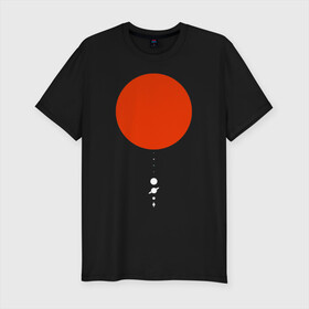 Мужская футболка хлопок Slim с принтом Солнечная система в Тюмени, 92% хлопок, 8% лайкра | приталенный силуэт, круглый вырез ворота, длина до линии бедра, короткий рукав | арт | земля | космос | луна | планеты | сатурн | солнце | юпитер