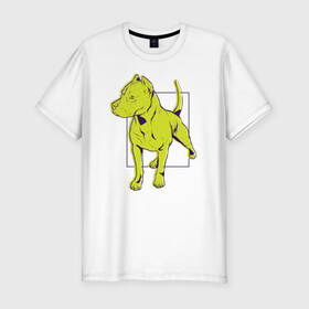 Мужская футболка хлопок Slim с принтом Питбуль в Тюмени, 92% хлопок, 8% лайкра | приталенный силуэт, круглый вырез ворота, длина до линии бедра, короткий рукав | dog | pitbull | питбули | питбуль | собака | собаки