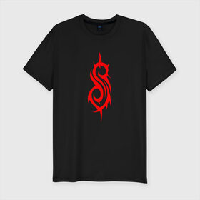 Мужская футболка премиум с принтом SLIPRKNOT в Тюмени, 92% хлопок, 8% лайкра | приталенный силуэт, круглый вырез ворота, длина до линии бедра, короткий рукав | alteranative rock | logo | music | rock | slipknot | альтернативный рок | группа | лого | музыка | рок | слиппкнот