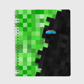 Тетрадь с принтом Minecraft EARTH в Тюмени, 100% бумага | 48 листов, плотность листов — 60 г/м2, плотность картонной обложки — 250 г/м2. Листы скреплены сбоку удобной пружинной спиралью. Уголки страниц и обложки скругленные. Цвет линий — светло-серый
 | Тематика изображения на принте: craft | creeper | earth | game | green | logo | mine | minecraft | mobile | online | world | зеленый | земля | зомби | игра | крипер | лого | майкрафт | майнкрафт | мир | мобайл | онлайн | планета | синий | текстура