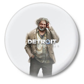 Значок с принтом Detroit become human в Тюмени,  металл | круглая форма, металлическая застежка в виде булавки | 