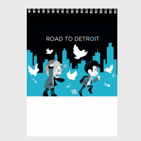 Скетчбук с принтом ROAD TO DETROIT в Тюмени, 100% бумага
 | 48 листов, плотность листов — 100 г/м2, плотность картонной обложки — 250 г/м2. Листы скреплены сверху удобной пружинной спиралью | Тематика изображения на принте: 2038 | become | connor | dbh | dbhpk19 | gavin reed | human | quantic | reed | reed900 | rk800 | rk900 | андроид | девиант | детройт | кара | квест | коннор | маркус