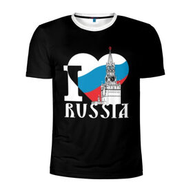 Мужская футболка 3D спортивная с принтом Я люблю Россию в Тюмени, 100% полиэстер с улучшенными характеристиками | приталенный силуэт, круглая горловина, широкие плечи, сужается к линии бедра | Тематика изображения на принте: black | blue | clock | flag | heart | homeland | kremlin | moscow | patriot | patriotism | red | red square | russia | slogan | text | tower | white | башня | белый | красная площадь | красный | кремль | лозунг | москва | патриот | патриотизм | родина | р