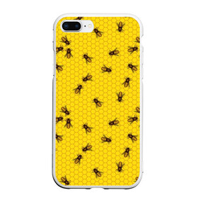 Чехол для iPhone 7Plus/8 Plus матовый с принтом Пчелы в сотах в Тюмени, Силикон | Область печати: задняя сторона чехла, без боковых панелей | bee | beehive | brown | bug | honey | honeycomb | insect | toiler | yellow | букашка | желтый | коричневый | мёд | насекомое | пчела | соты | труженик | улей