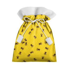 Подарочный 3D мешок с принтом Пчелы в сотах в Тюмени, 100% полиэстер | Размер: 29*39 см | bee | beehive | brown | bug | honey | honeycomb | insect | toiler | yellow | букашка | желтый | коричневый | мёд | насекомое | пчела | соты | труженик | улей