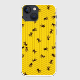 Чехол для iPhone 13 mini с принтом Пчелы в сотах в Тюмени,  |  | bee | beehive | brown | bug | honey | honeycomb | insect | toiler | yellow | букашка | желтый | коричневый | мёд | насекомое | пчела | соты | труженик | улей
