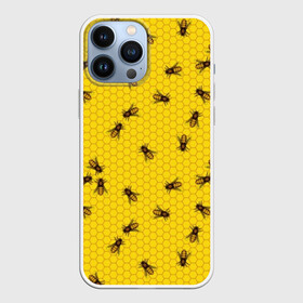 Чехол для iPhone 13 Pro Max с принтом Пчелы в сотах в Тюмени,  |  | bee | beehive | brown | bug | honey | honeycomb | insect | toiler | yellow | букашка | желтый | коричневый | мёд | насекомое | пчела | соты | труженик | улей