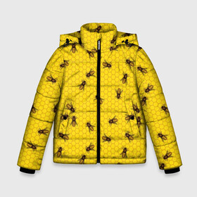 Зимняя куртка для мальчиков 3D с принтом Пчелы в сотах в Тюмени, ткань верха — 100% полиэстер; подклад — 100% полиэстер, утеплитель — 100% полиэстер | длина ниже бедра, удлиненная спинка, воротник стойка и отстегивающийся капюшон. Есть боковые карманы с листочкой на кнопках, утяжки по низу изделия и внутренний карман на молнии. 

Предусмотрены светоотражающий принт на спинке, радужный светоотражающий элемент на пуллере молнии и на резинке для утяжки | bee | beehive | brown | bug | honey | honeycomb | insect | toiler | yellow | букашка | желтый | коричневый | мёд | насекомое | пчела | соты | труженик | улей