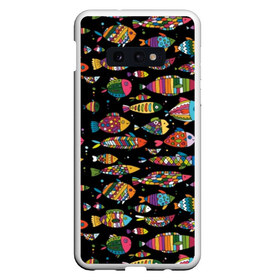 Чехол для Samsung S10E с принтом Разноцветные рыбы в Тюмени, Силикон | Область печати: задняя сторона чехла, без боковых панелей | abstraction | art | bright | colorful | cool | fin | fish | funny | tail | water | абстракция | арт | вода | плавник | прикольно | разноцветный | рыба | смешно | хвост | яркий