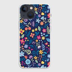 Чехол для iPhone 13 mini с принтом Цветы в Тюмени,  |  | blue | cute | flora | flower | flowers | green | leaf | petal | plant | purple | yellow | желтый | зеленый | лепесток | листок | мило | растение | синий | фиолетовый | флора | цветок | цветы